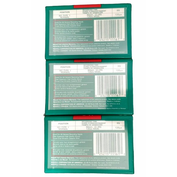 New 3 Maxell Cassette Tapes Blank Audio Recording Normal Bias UR 90 Sealed - Picture 4 of 4